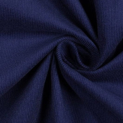 Velours côtelé de coton fin bleu foncé 145 g/m²